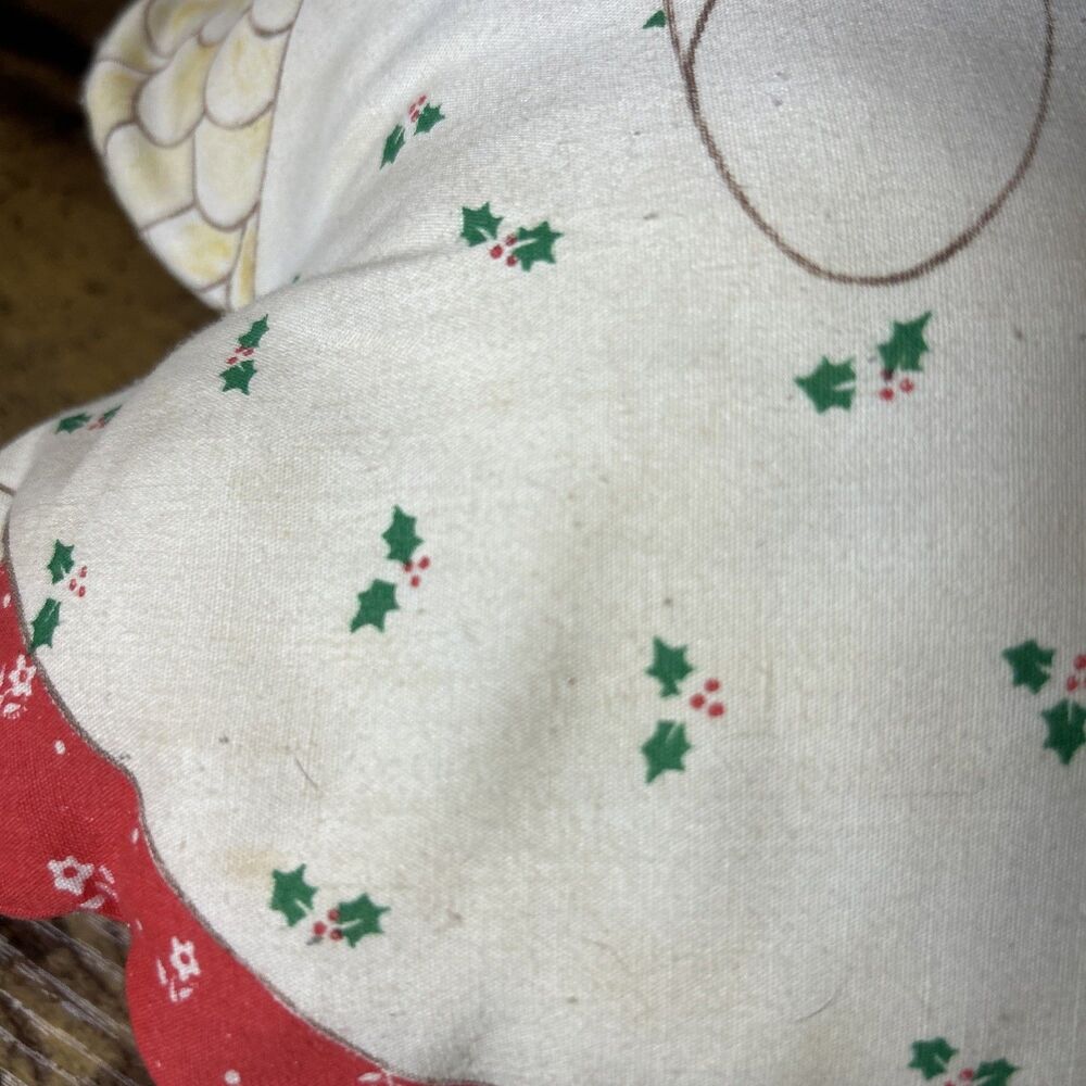 Vintage Hand Made Christmas Angel Pillow Plush Blonde Hair Green Eyes 70’s Vibes - Picture 6 of 10